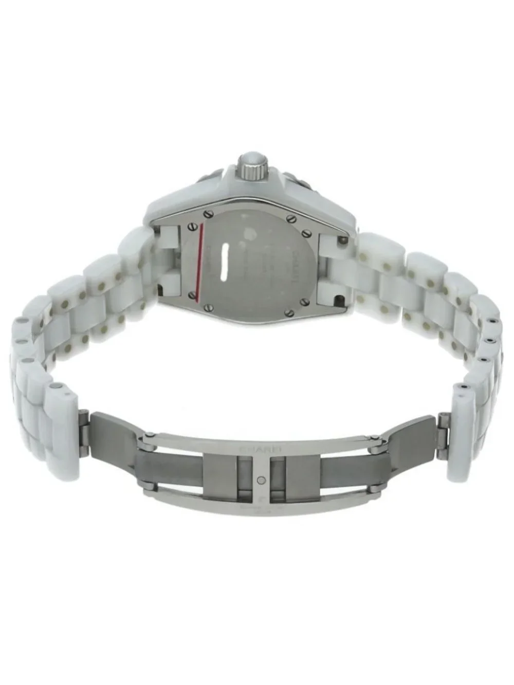 Chanel Watch 33 Pink Saffiano Bezel Box SS Ceramic White